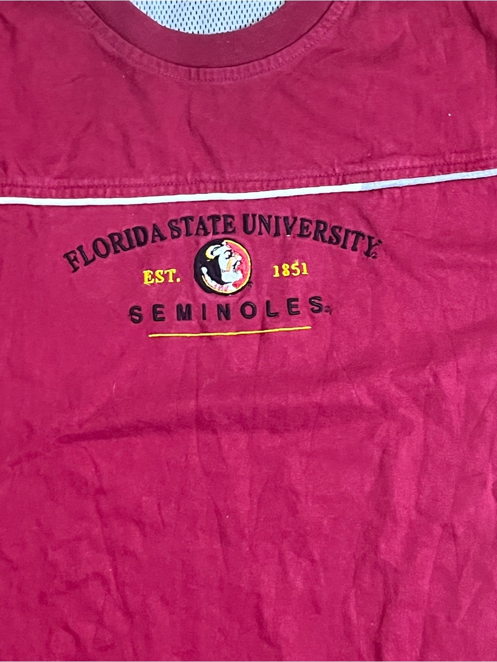 Vintage FSU Seminoles T Shirt XL Embroidered Center Logo Cadre Maroon